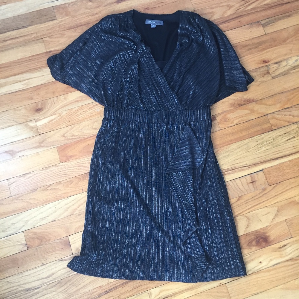 Donna Ricco Black Metallic Evening Dress